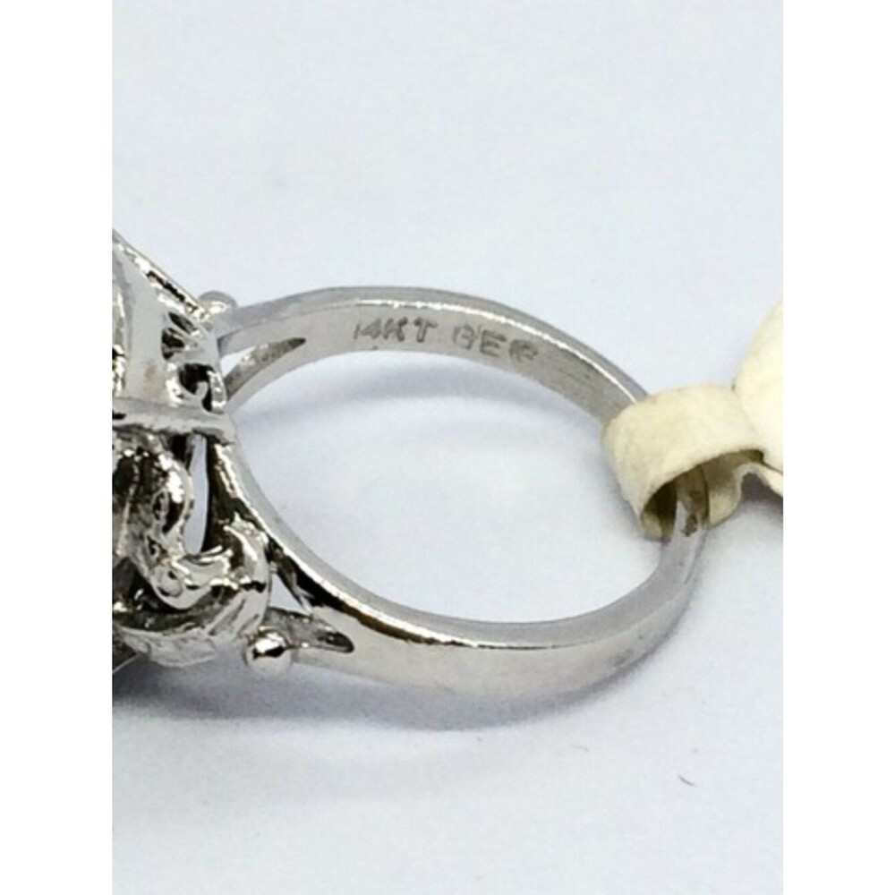 Vintage Cameo Ring 14k GE Silver Tone Resin Black Statement Lady 6.75 - Picture 8 of 15
